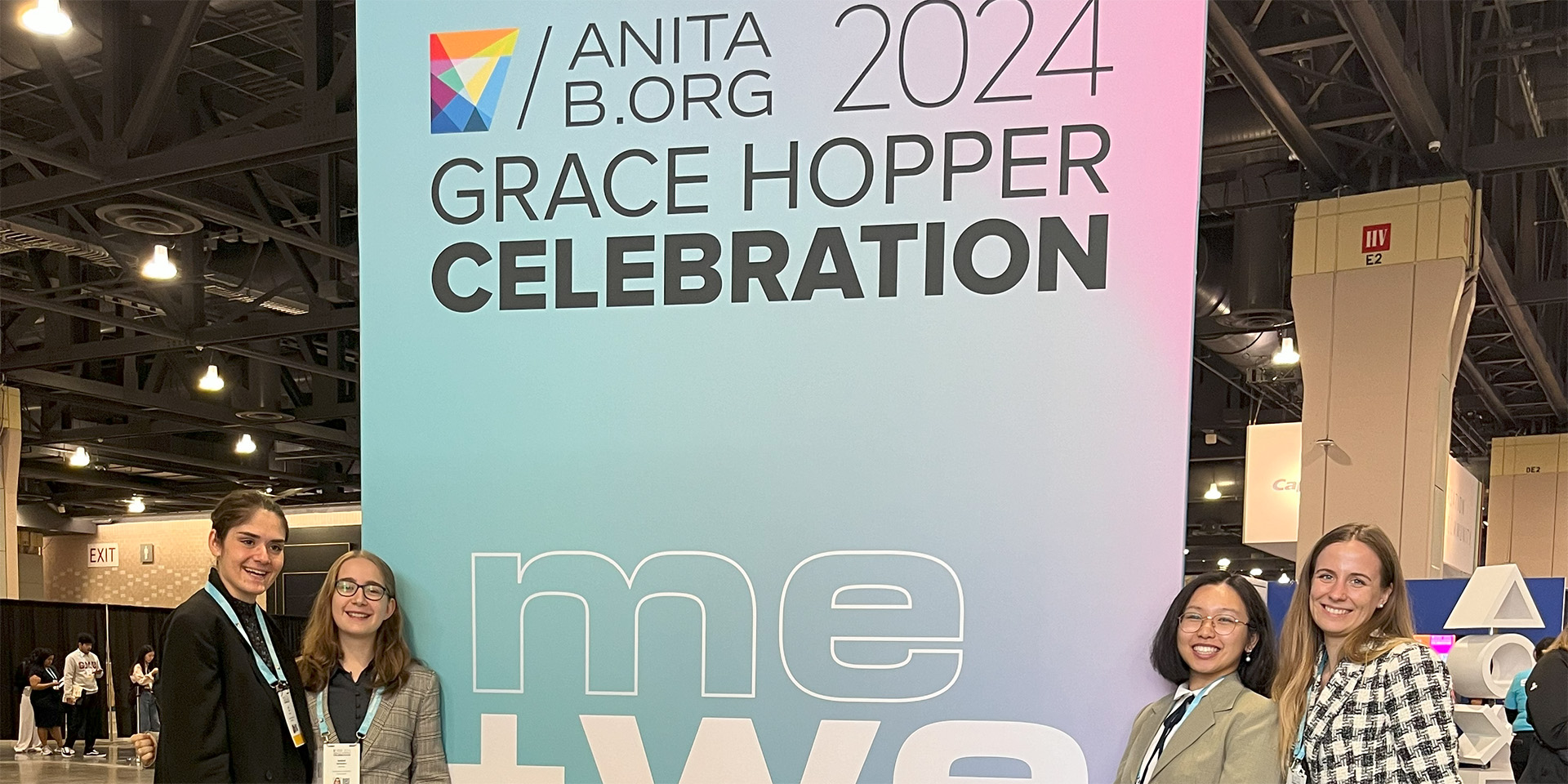 Four women at the Grace Hopper Celebration in Philadelphia. Photo: Annika Gabrian and Isabel Schwalm